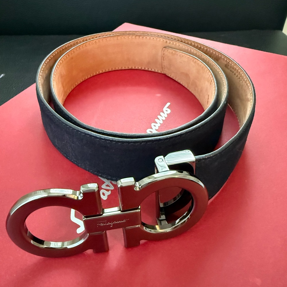 Salvatore Ferragamo Black and Tan Men's Belt